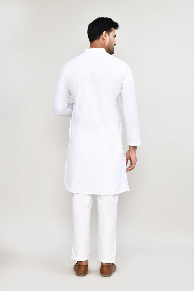 Polyfab Hathkargha Men's Art Silk Designer Printed Kurta Pyjama Set with Mandarin Collar and Full Sleeves - Image 2